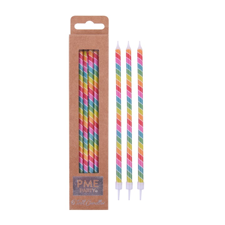 Tall Candles Rainbow Strips