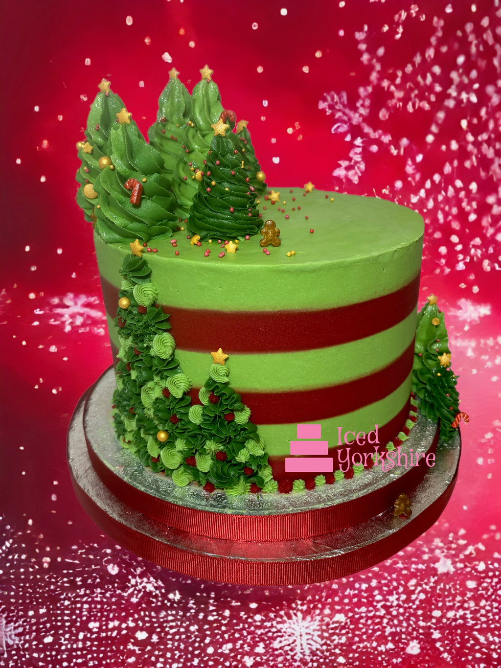 Festive Striped Buttercream Cake 2023