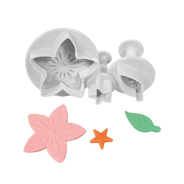 Cake Star Flower, Leaf and Star Plunger Cutter Set