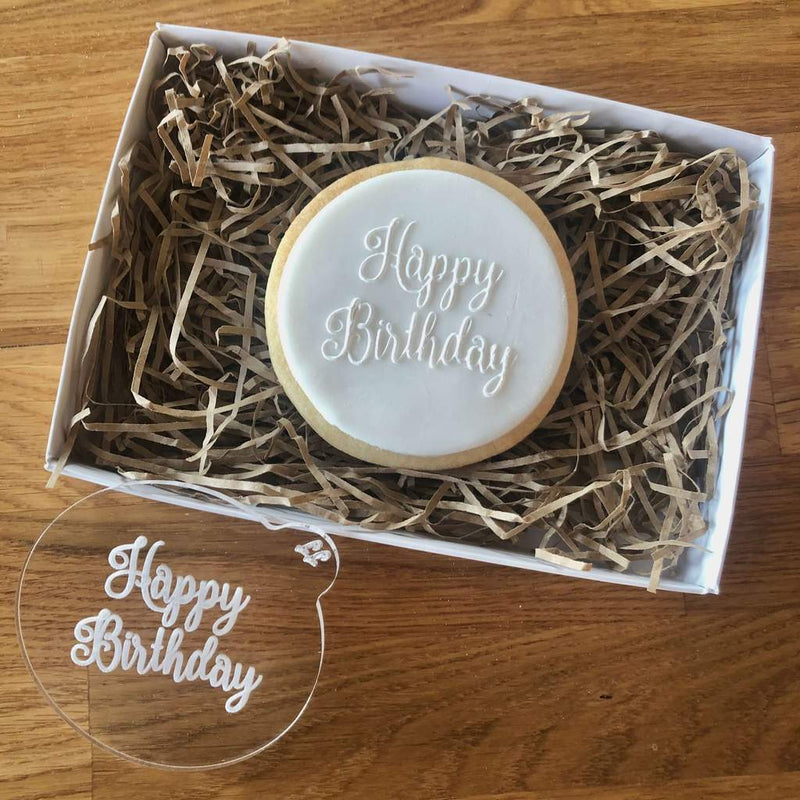 Happy Birthday Curly Font Cookie Embosser (Lissie Lou)