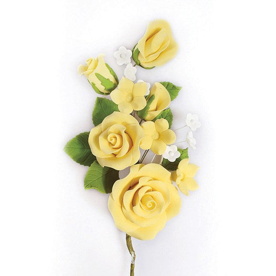 Yellow Wired Flowers-Roses 145mm (6)