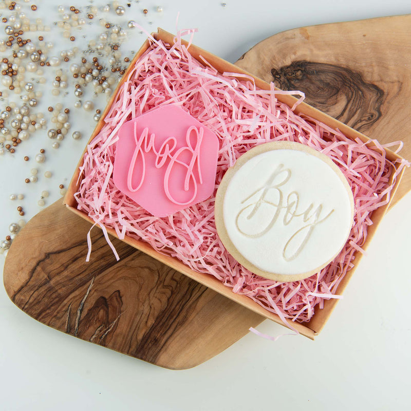 Boy in Florence Font Baby Shower Cookie Stamp (Lissie Lou)