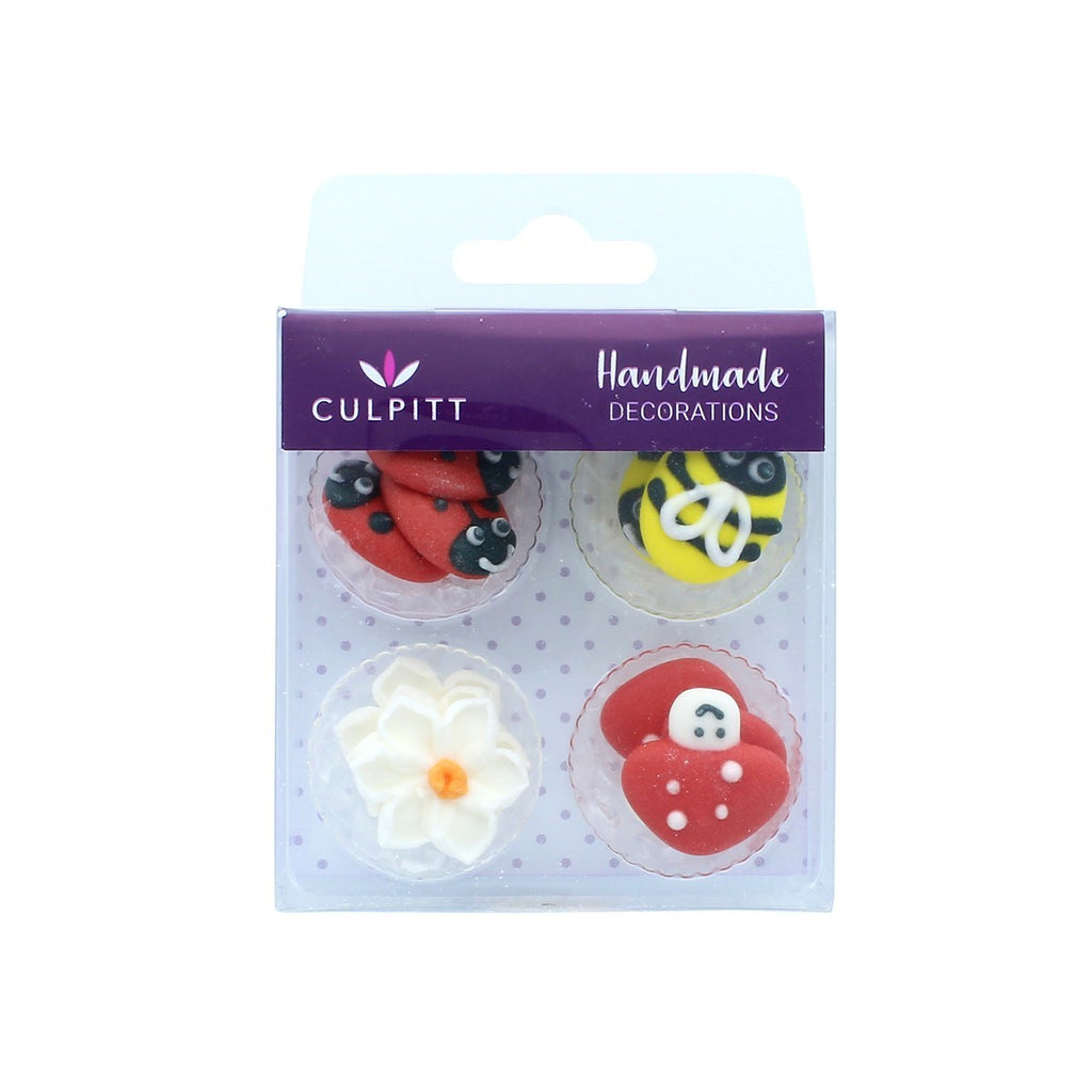 Ladybird,Bee,Mushroom and Daisy Sugar Decorations