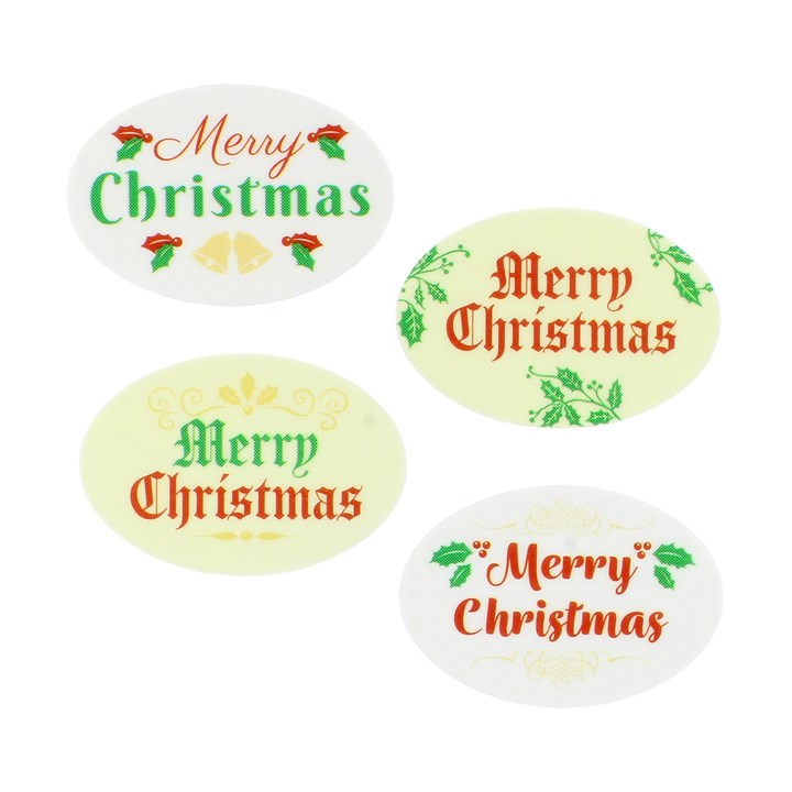 Merry Christmas Oval Sugar Plaques (Pack of 2)