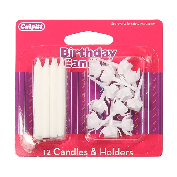 Culpitt White Birthday Candles x12