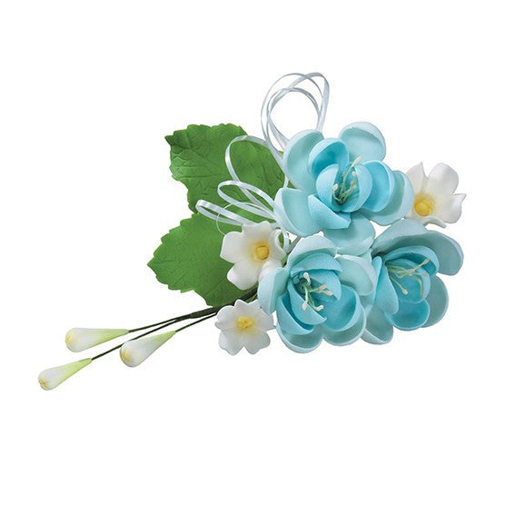Gumpaste Pear Rose Blue Wired Flowers-Roses 4.5" (11)