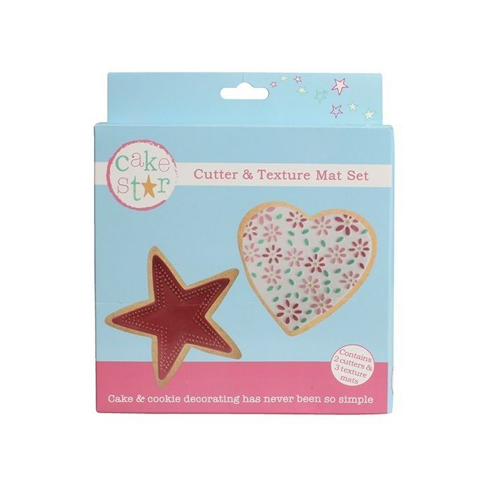 Cake Star  Cutter and Texture mat Heart and Star