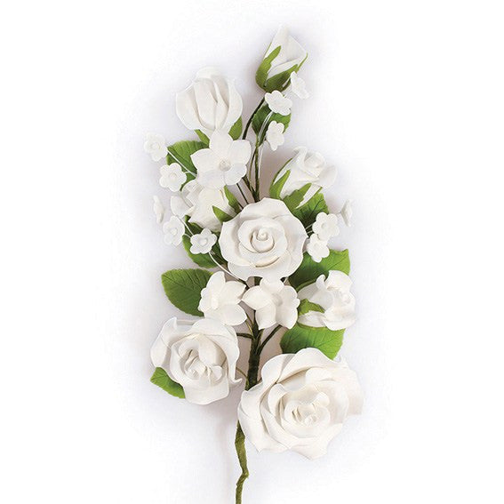 White Wired Flowers-Roses 170mm (7)